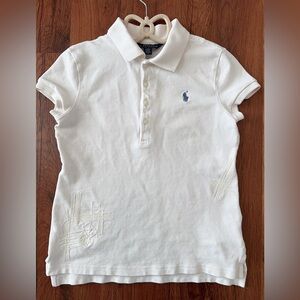 Ralph Lauren Kids Polo Shirt in White with Blue Logo